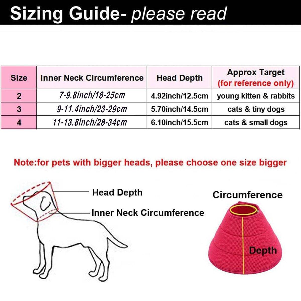 Elizabethan Collar Anti Licking Biting Pet Collar for Cats and Dogs Recovery Use - Rose Red-Size2 V528-PET-COLLAR-ROSE-RED-2-420274