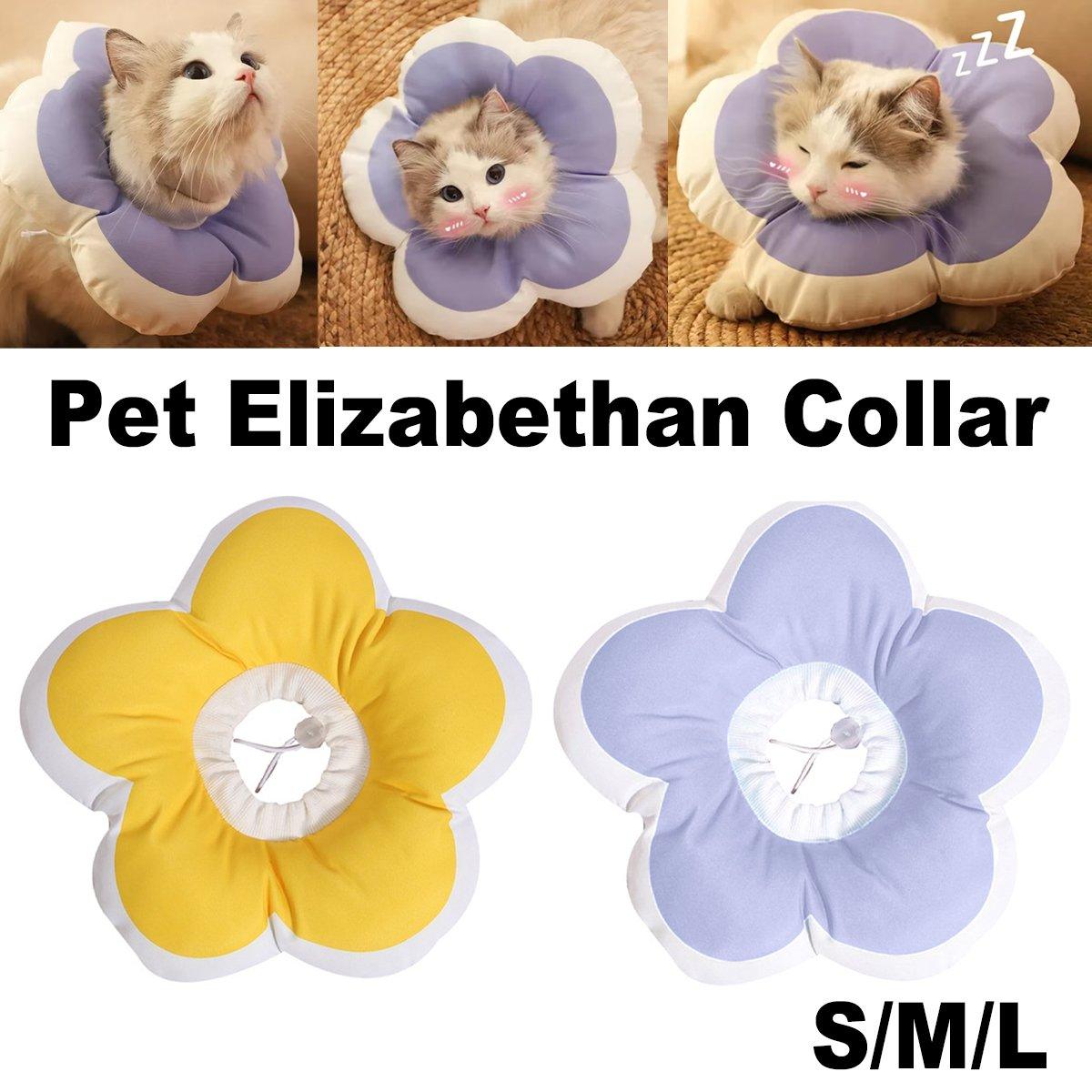 Elizabethan Cat Recovery Collar Anti Licking Pet Cone Protective Neck Ring - Yellow-L V528-PET-COLLAR-YELLOW-L-447685