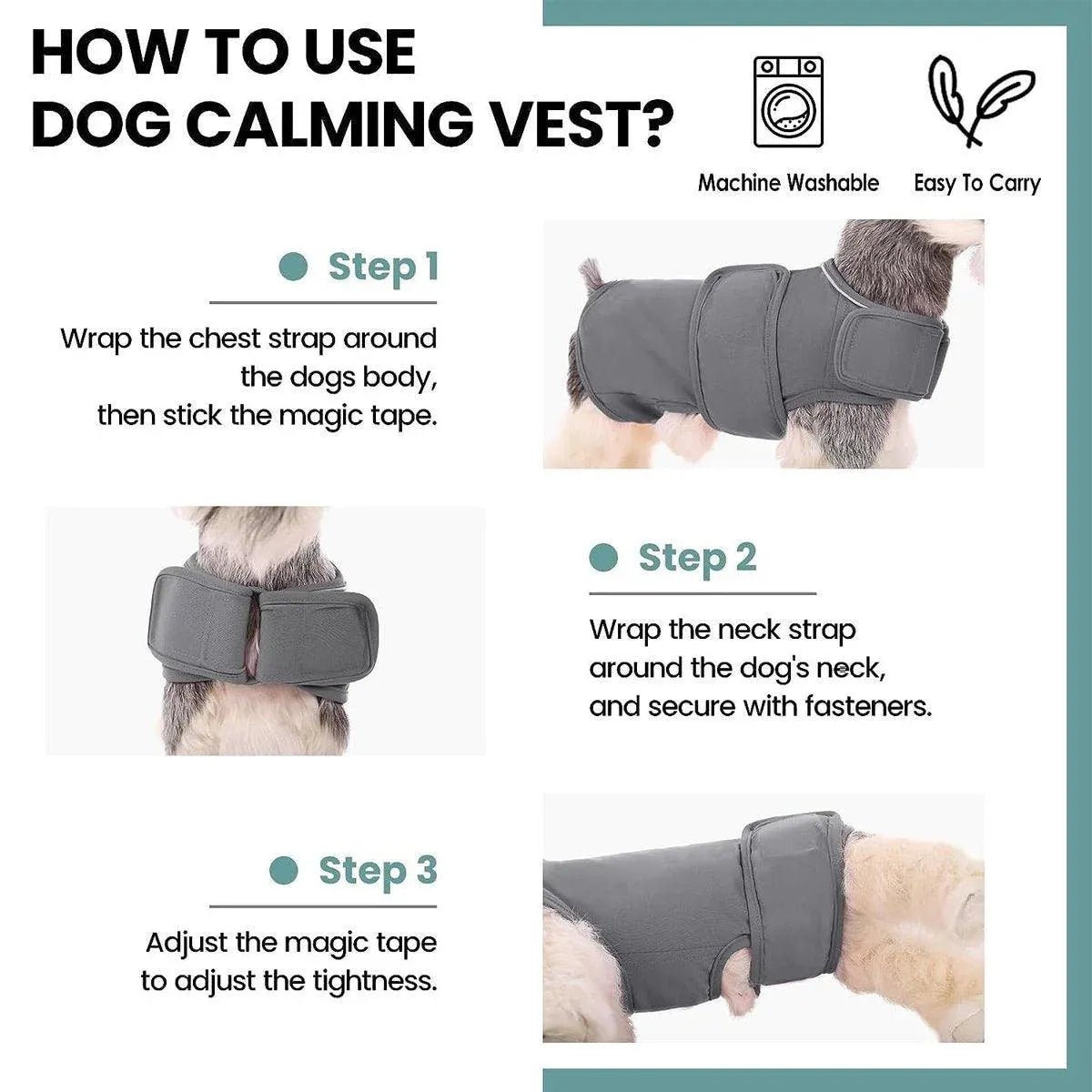 Pet Comfort Dog Relief Vest Jacket Soft Anxiety Coat for Small Medium Large Dogs - M V528-PET-COMFORTER-GREY-M-966490
