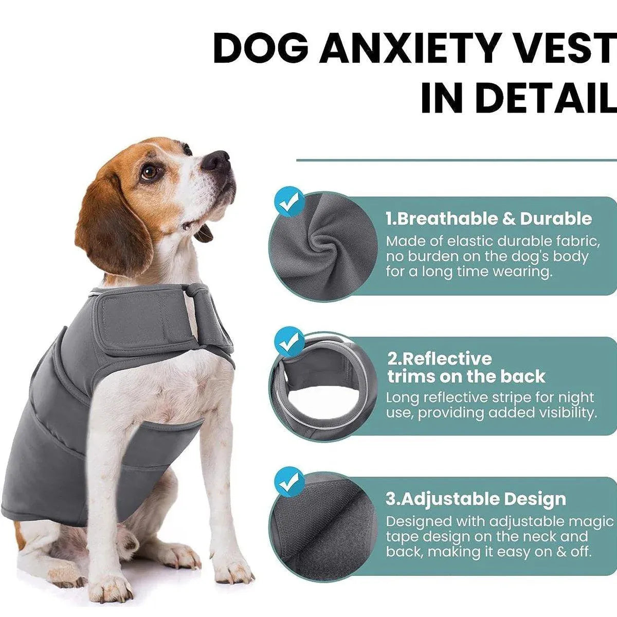 Pet Comfort Dog Relief Vest Jacket Soft Anxiety Coat for Small Medium Large Dogs - S V528-PET-COMFORTER-GREY-S-474813
