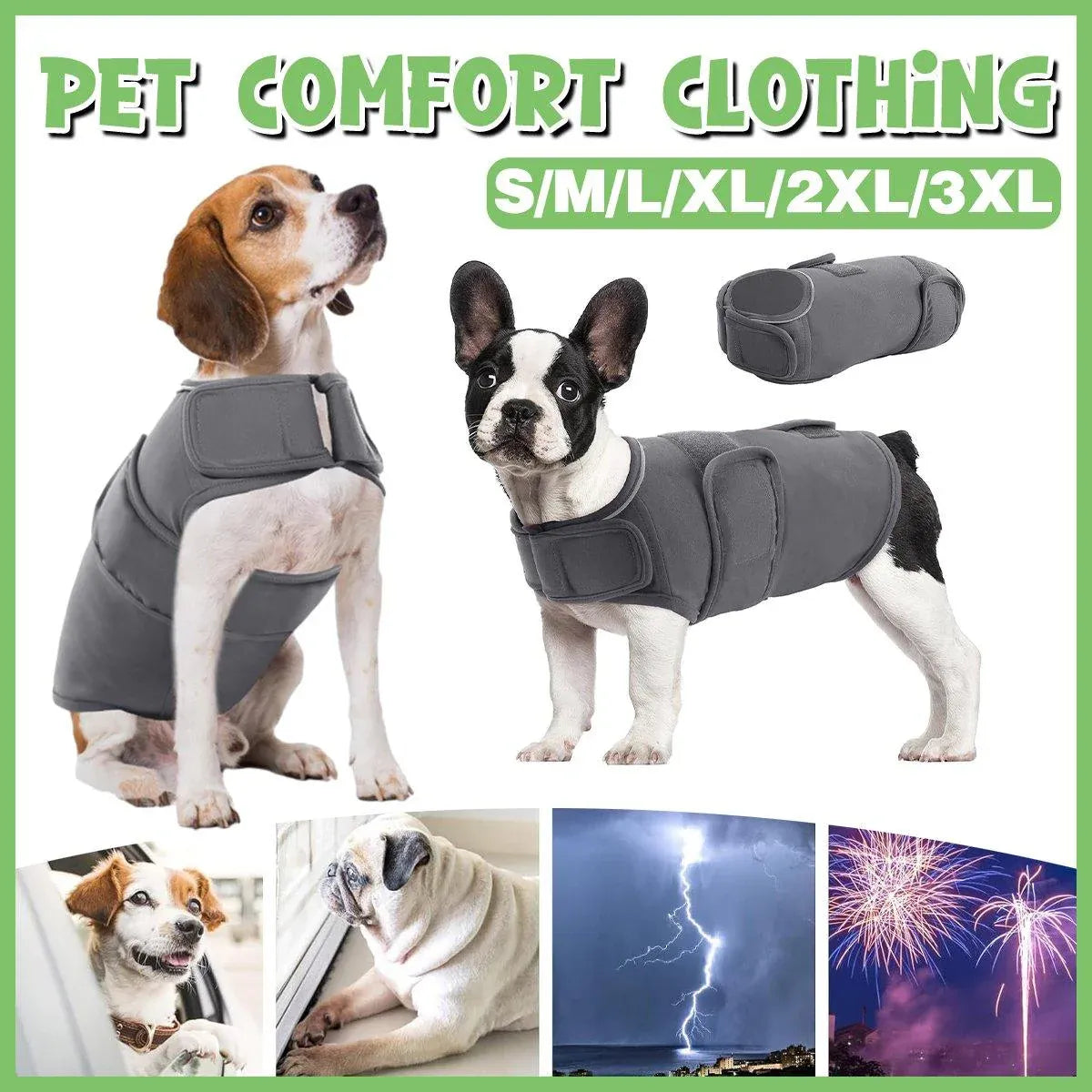 Pet Comfort Dog Relief Vest Jacket Soft Anxiety Coat for Small Medium Large Dogs - XL V528-PET-COMFORTER-GREY-XL-842962