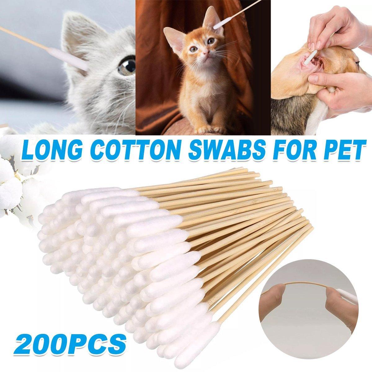 200PCS Pet Ear Eye Nose Cleaning Cotton Swabs Disposable Dog Cat Grooming Tools V528-PET-COTTON-SWAB-200PCS-192415
