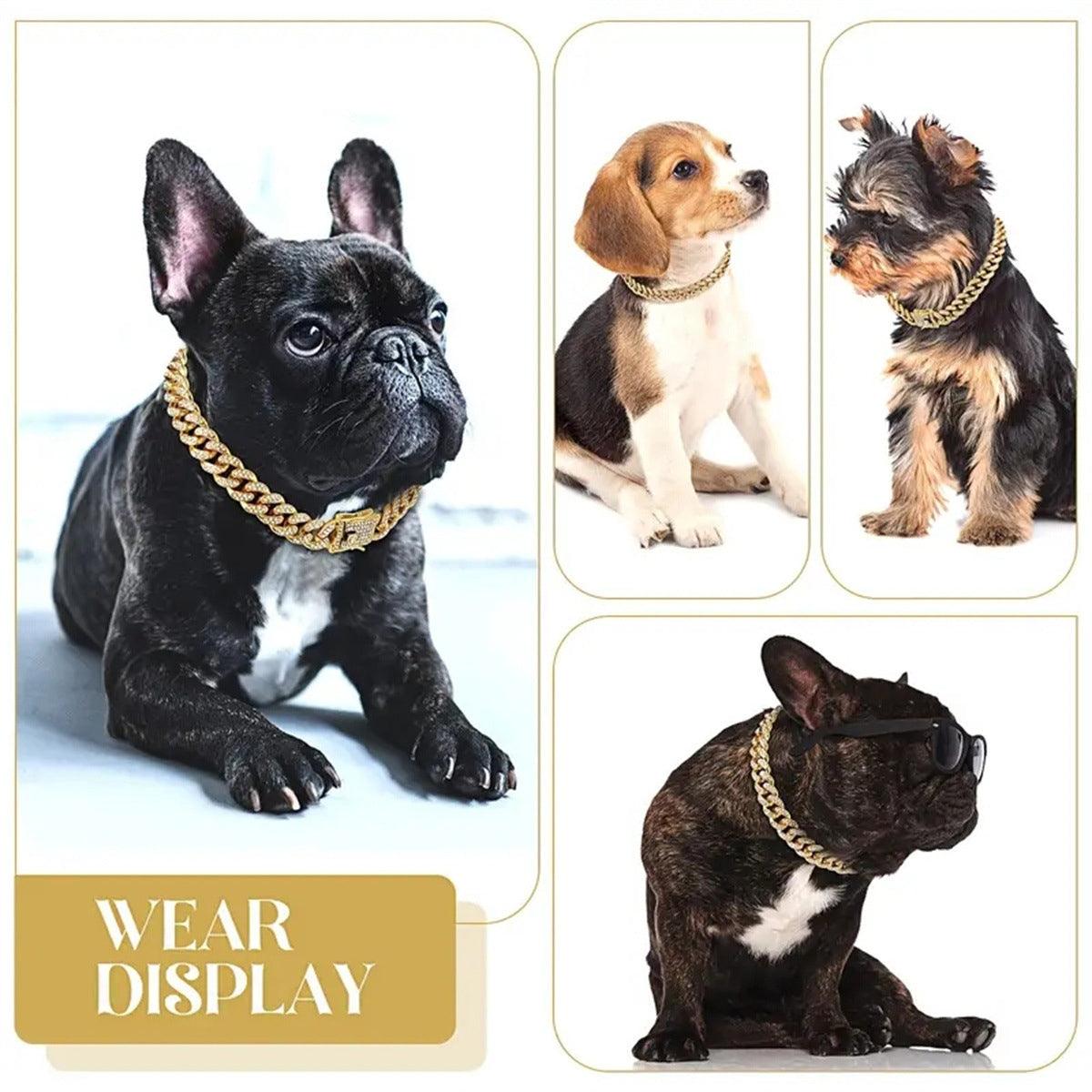 Cuban Chain Metal Dog Collar Pet Training Necklace for Small Medium Large Dogs - Gold-50cm V528-PET-CUBAN-COLLAR-GOLD-50CM-532477