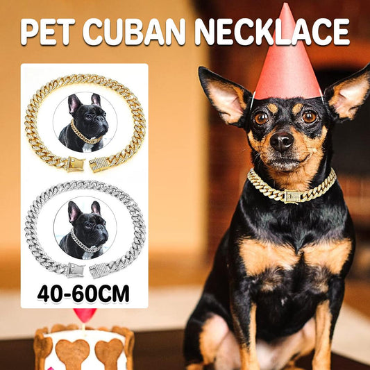 Cuban Chain Metal Dog Collar Pet Training Necklace for Small Medium Large Dogs - Gold-55cm V528-PET-CUBAN-COLLAR-GOLD-55CM-332565