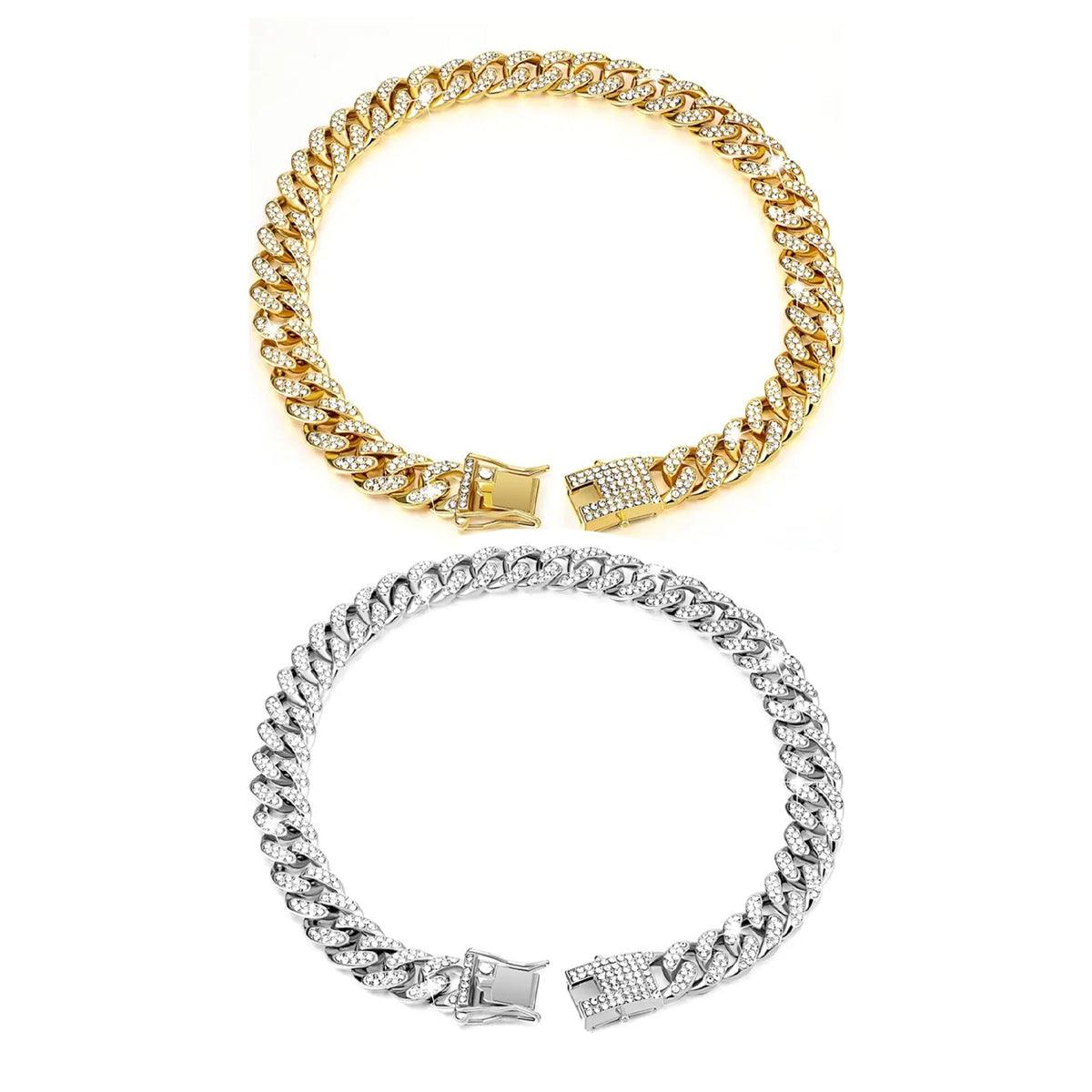 Cuban Chain Metal Dog Collar Pet Training Necklace for Small Medium Large Dogs - Gold-55cm V528-PET-CUBAN-COLLAR-GOLD-55CM-332565