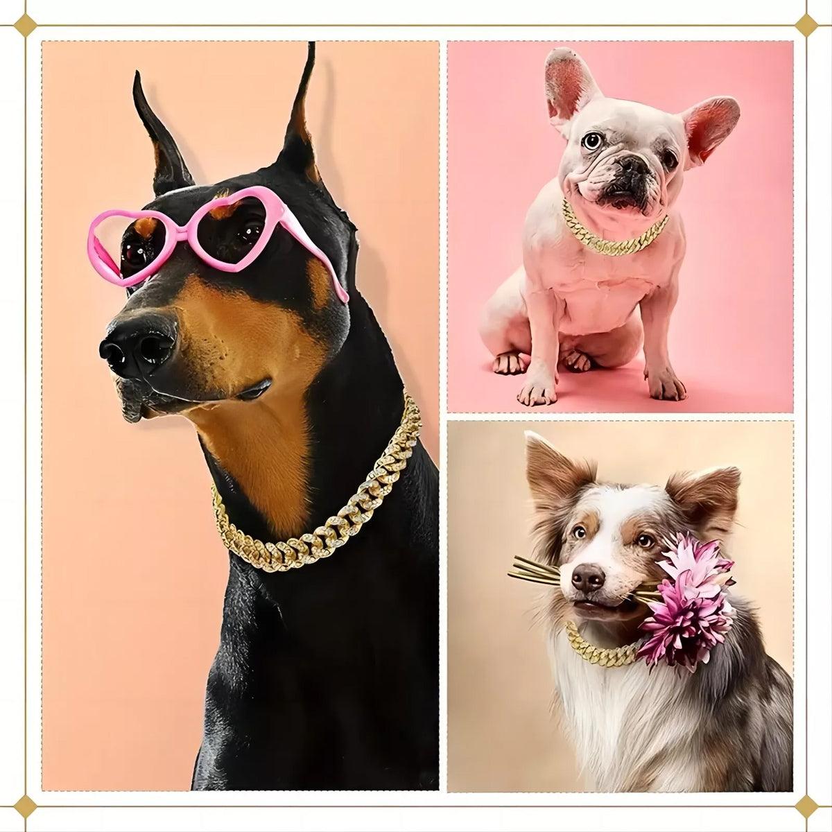 Cuban Chain Metal Dog Collar Pet Training Necklace for Small Medium Large Dogs - Gold-55cm V528-PET-CUBAN-COLLAR-GOLD-55CM-332565