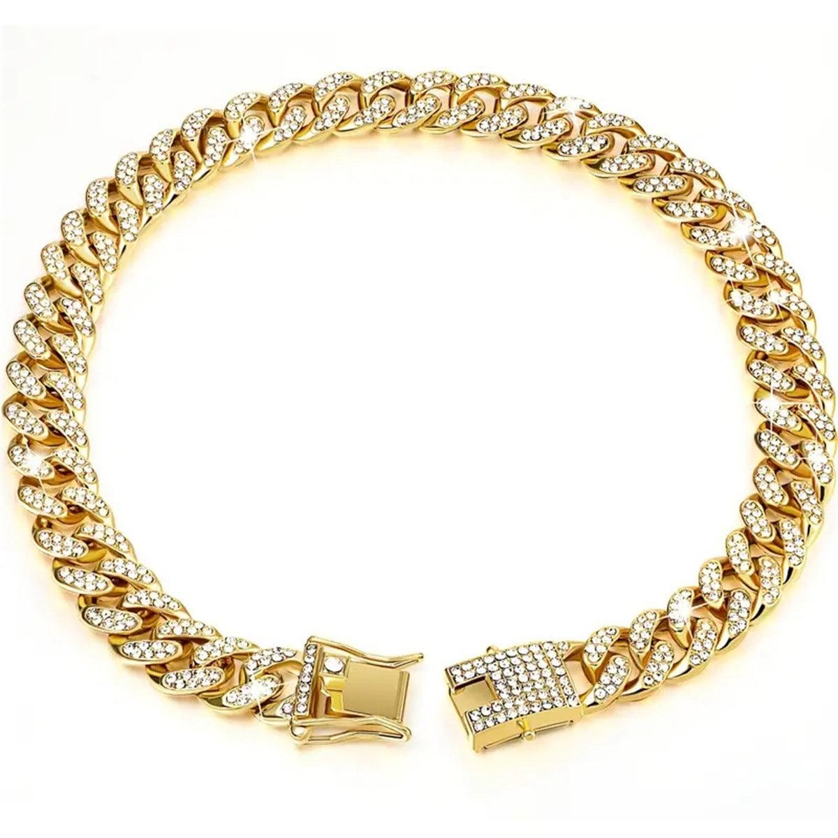 Cuban Chain Metal Dog Collar Pet Training Necklace for Small Medium Large Dogs - Gold-55cm V528-PET-CUBAN-COLLAR-GOLD-55CM-332565
