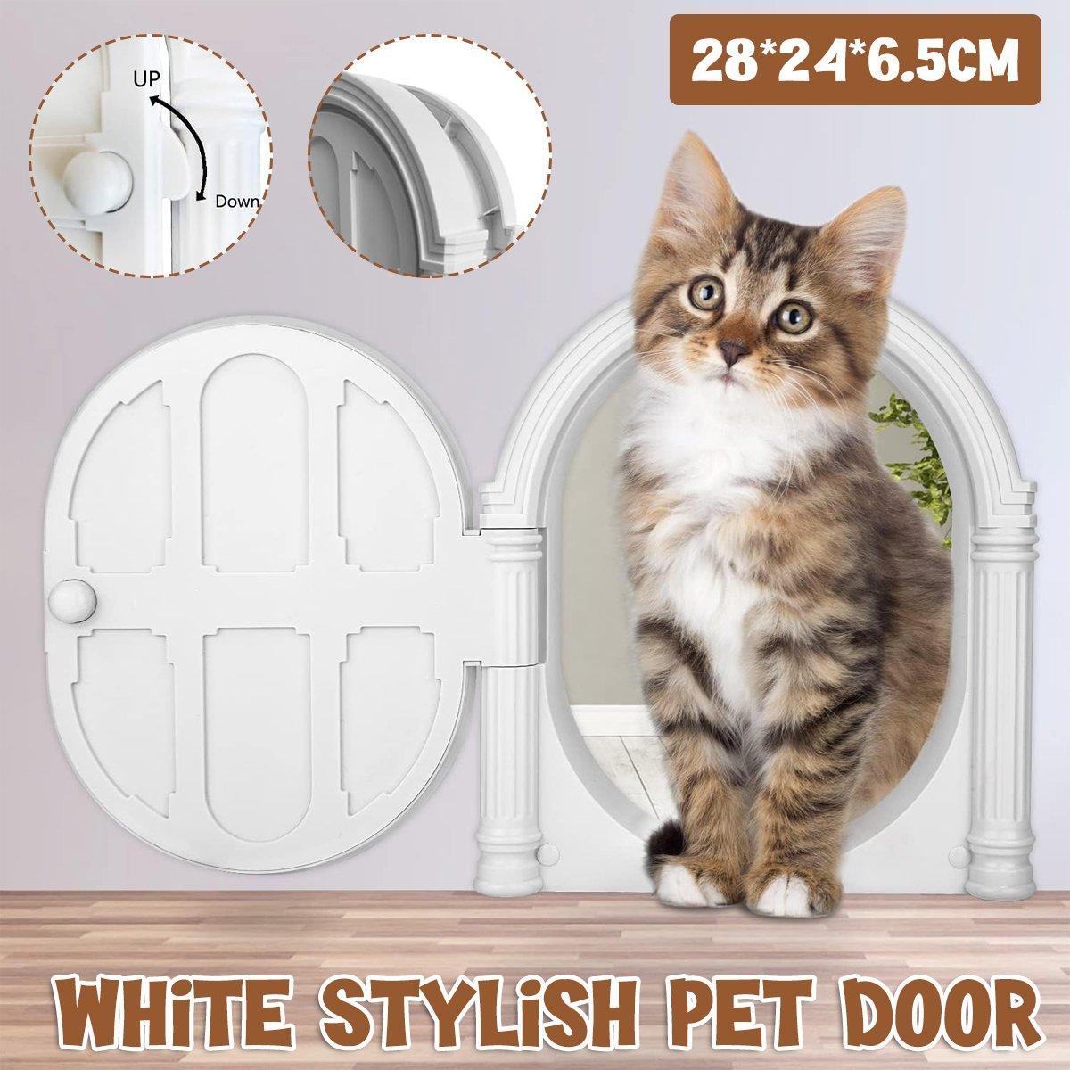 Controllable Cat Dog Door Flap for Pet House Adjustable Entry Exit Pet Door V528-PET-DOOR-WHITE-569071