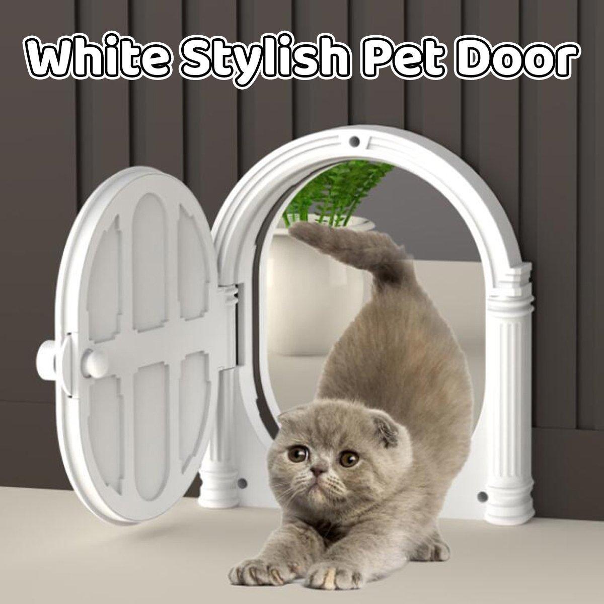 Controllable Cat Dog Door Flap for Pet House Adjustable Entry Exit Pet Door V528-PET-DOOR-WHITE-569071
