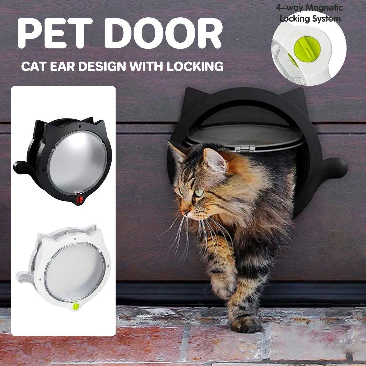Cat Ear Pet Door for Cats and Dogs Easy In and Out Access Durable Pet Supplies - White V528-PET-DOOR-WHITE-607978