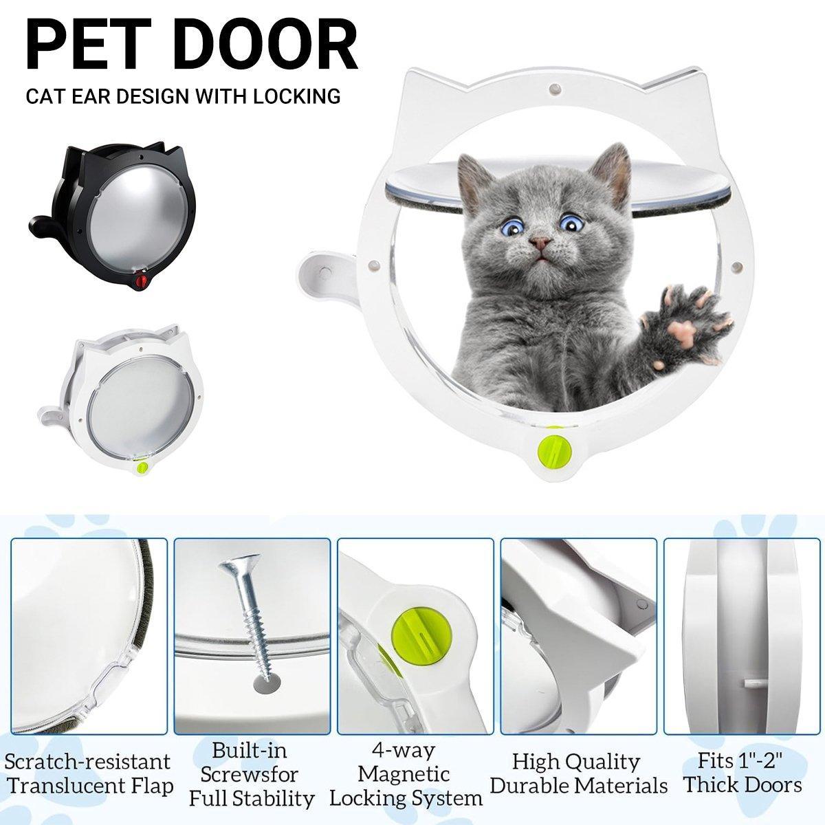 Cat Ear Pet Door for Cats and Dogs Easy In and Out Access Durable Pet Supplies - White V528-PET-DOOR-WHITE-607978