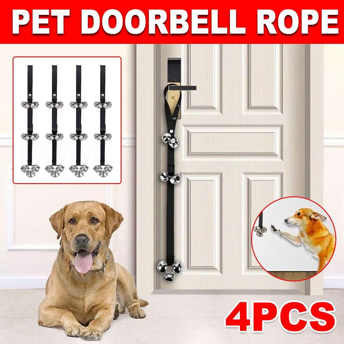 4PCS Pet Training Doorbell Rope Cat Teaser Toy Bell Interactive Play Rope Bell V528-PET-DOORBELL-ROPE-4PCS-837235