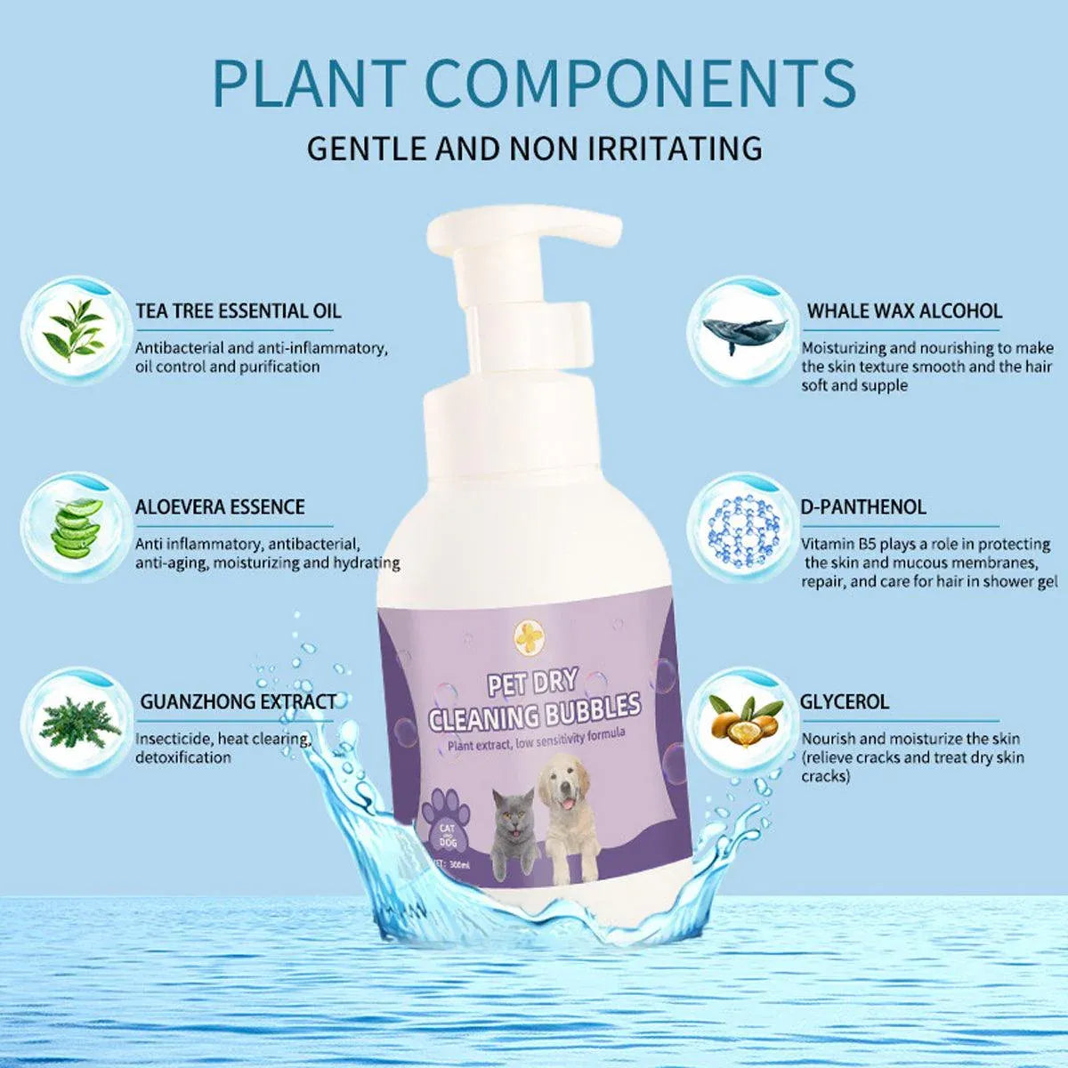500ml Pet Leave In Dry Cleaning Foam No Rinse Bath Wash for Dogs and Cats V528-PET-DRY-CLEANING-FOAM-123920