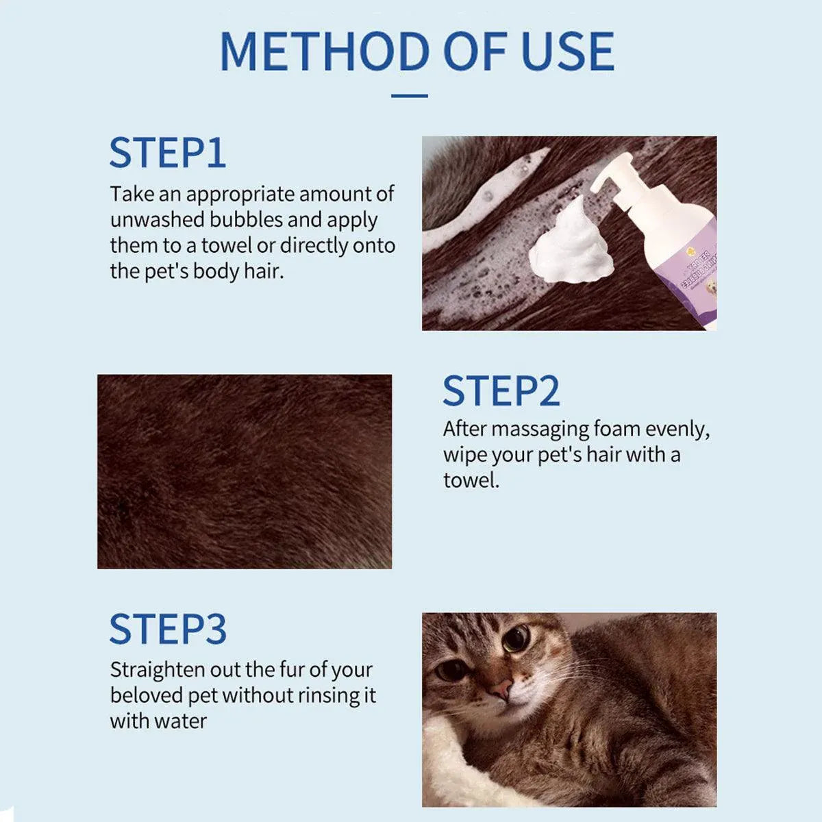 500ml Pet Leave In Dry Cleaning Foam No Rinse Bath Wash for Dogs and Cats V528-PET-DRY-CLEANING-FOAM-123920