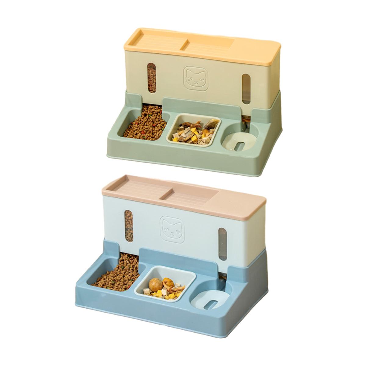All in One Pet Feeding Bowl Cat Dog Water and Food Feeder Automatic Dispenser - Blue V528-PET-FEEDER-BLUE-740455