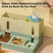 All in One Pet Feeding Bowl Cat Dog Water and Food Feeder Automatic Dispenser - Blue V528-PET-FEEDER-BLUE-740455