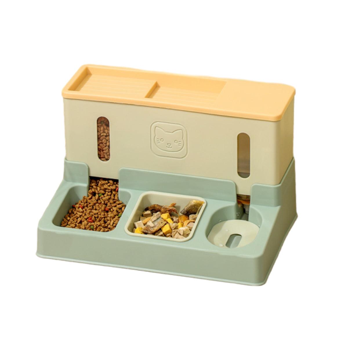 All in One Pet Feeding Bowl Cat Dog Water and Food Feeder Automatic Dispenser - Blue V528-PET-FEEDER-BLUE-740455
