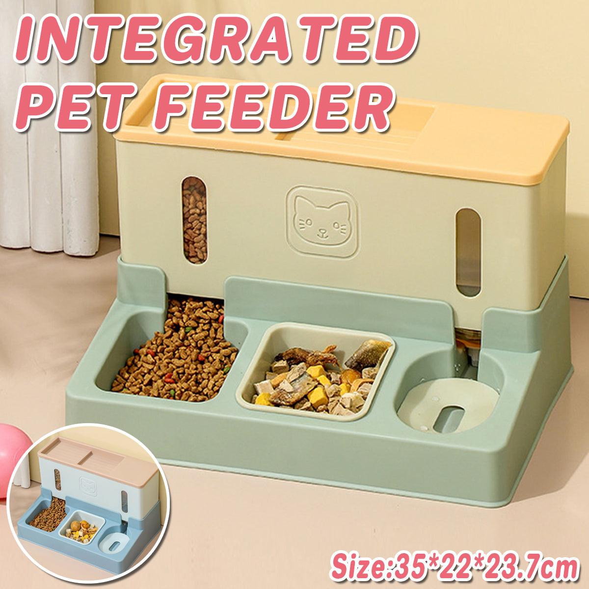 All in One Pet Feeding Bowl Cat Dog Water and Food Feeder Automatic Dispenser - Green V528-PET-FEEDER-GREEN-177181