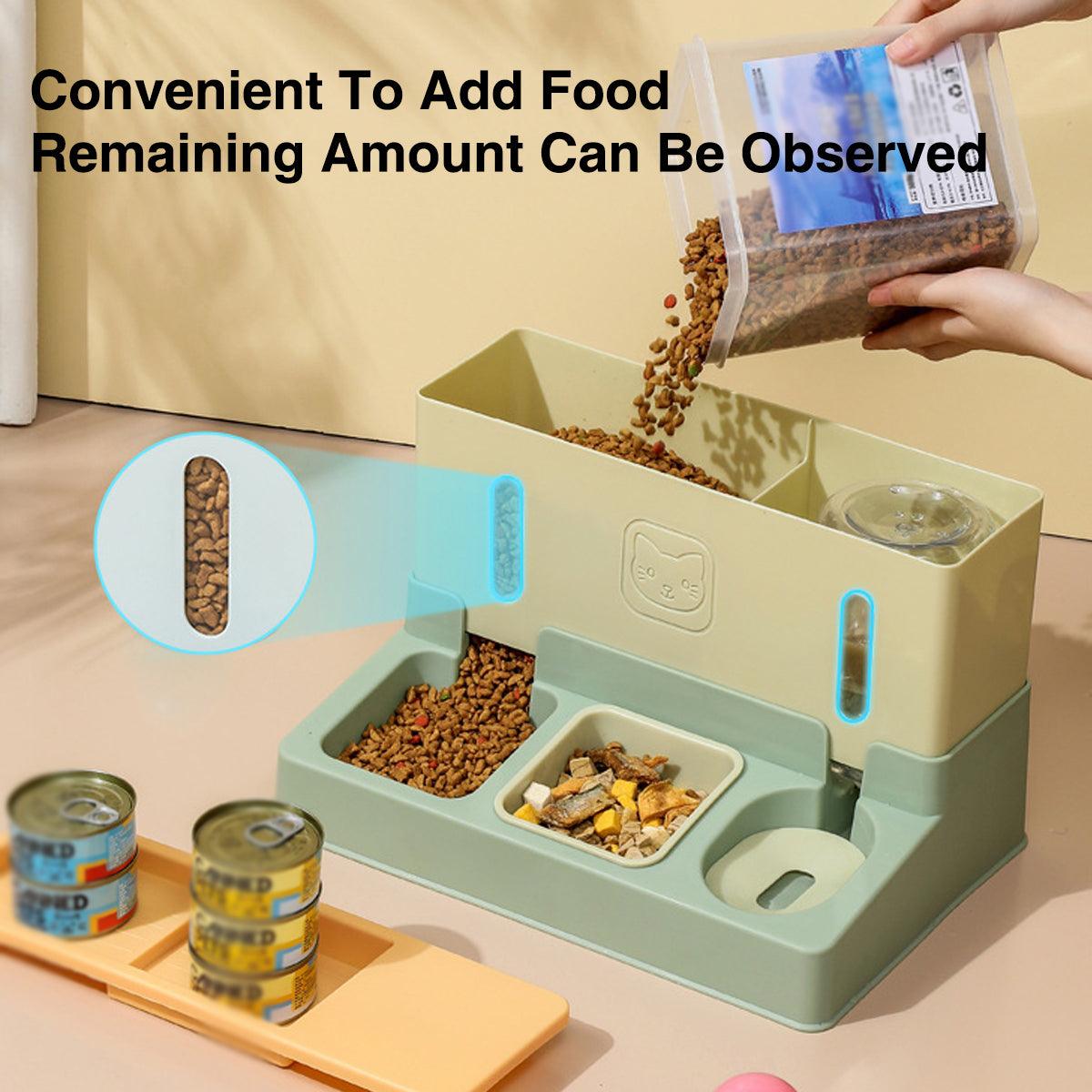 All in One Pet Feeding Bowl Cat Dog Water and Food Feeder Automatic Dispenser - Green V528-PET-FEEDER-GREEN-177181