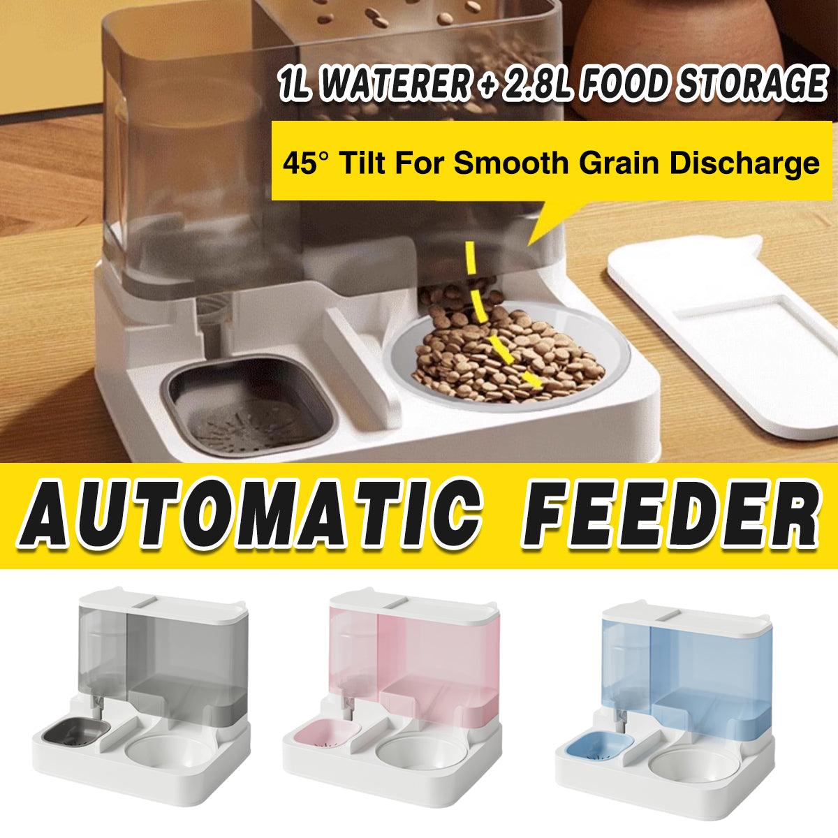 Automatic Cat Feeder Water Dispenser All in One Plastic Bowl for Cats and Dogs - Pink V528-PET-FEEDER-PINK-601529