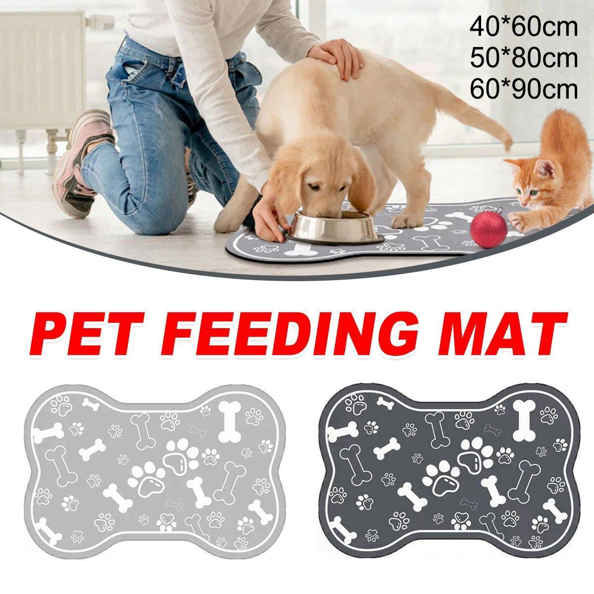Pet Feeding Mat Non-slip Diatom Mud Absorbent Dirt-resistant Waterproof Placemat - Grey-60x90cm V528-PET-FEEDING-MAT-GREY-60-90-734811