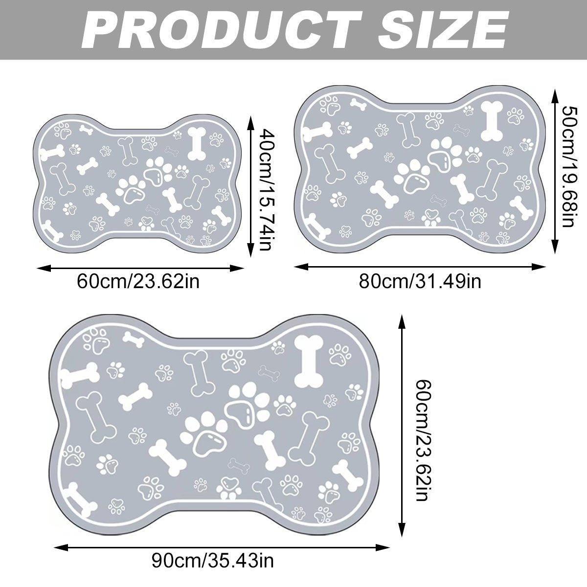 Pet Feeding Mat Non-slip Diatom Mud Absorbent Dirt-resistant Waterproof Placemat - Grey-60x90cm V528-PET-FEEDING-MAT-GREY-60-90-734811
