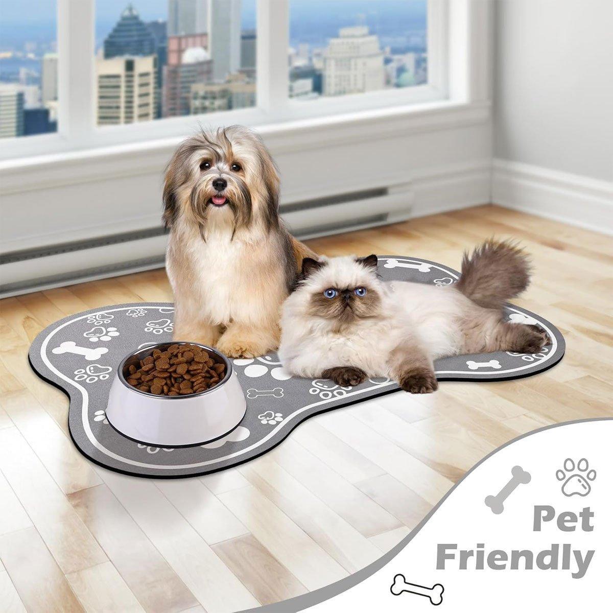 Pet Feeding Mat Non-slip Diatom Mud Absorbent Dirt-resistant Waterproof Placemat - Grey-60x90cm V528-PET-FEEDING-MAT-GREY-60-90-734811