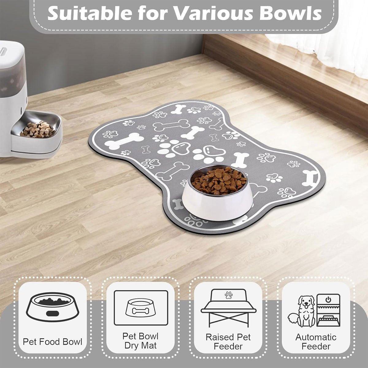 Pet Feeding Mat Non-slip Diatom Mud Absorbent Dirt-resistant Waterproof Placemat - Grey-60x90cm V528-PET-FEEDING-MAT-GREY-60-90-734811