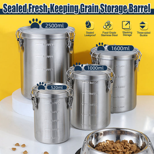 Stainless Steel Pet Food Storage Bucket Dog Cat Grain Container Bin Kitchen - 1000ml V528-PET-FOOD-PAIL-1000ML-153043