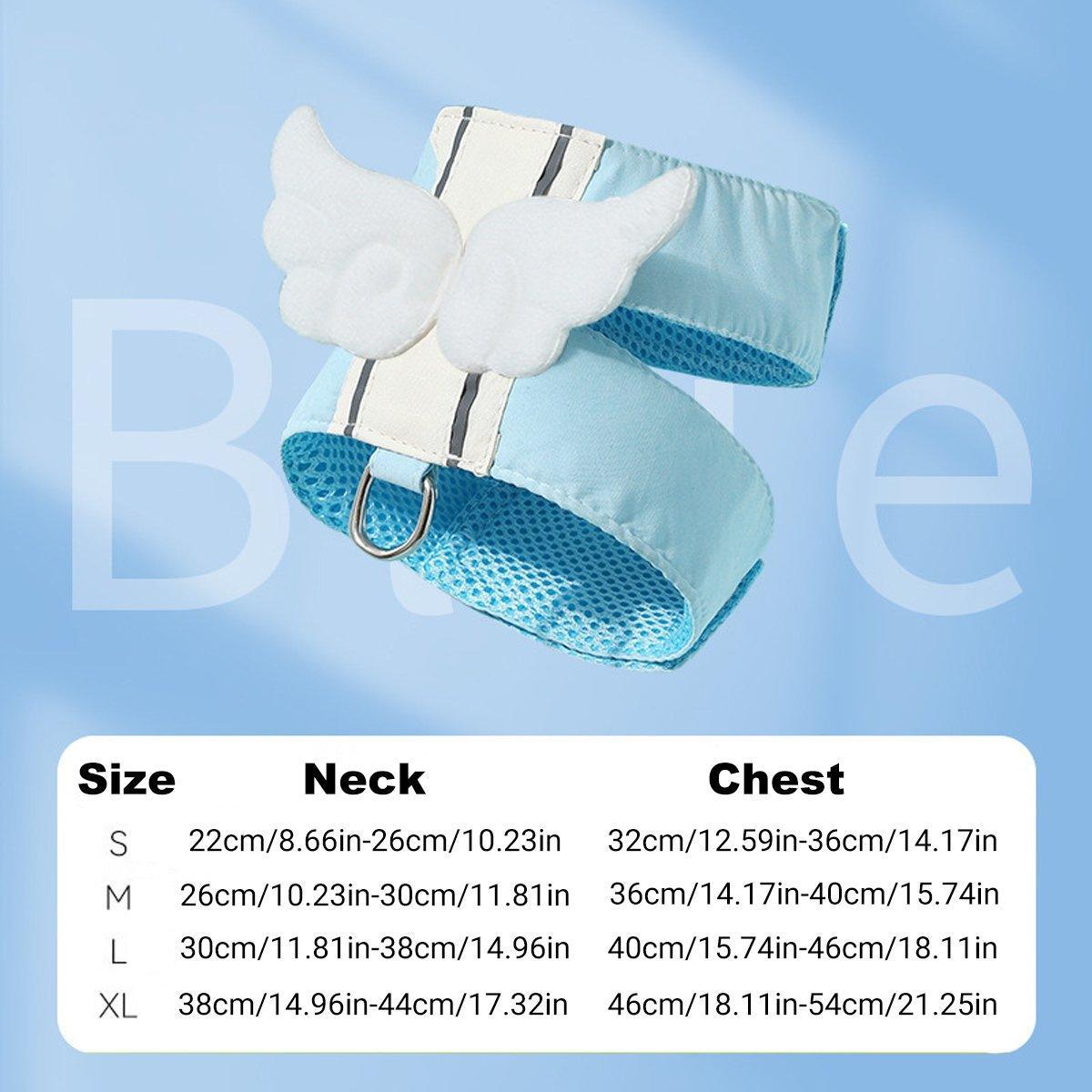 Pet Angel Wings Dog Vest Leash Cat Harness Anti-Break Walking Dog Leash Set - Blue-M V528-PET-HARNESS-BLUE-M-219789
