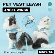 Pet Angel Wings Dog Vest Leash Cat Harness Anti-Break Walking Dog Leash Set - Blue-S V528-PET-HARNESS-BLUE-S-979178