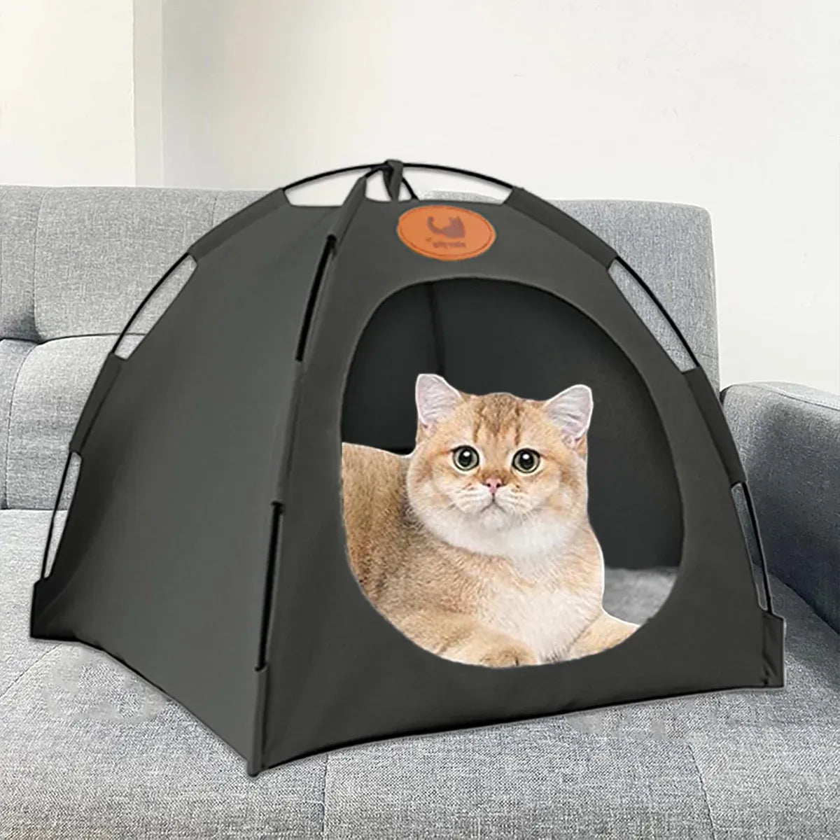 Folding Camping Pet Tent for Cats Puppy Bed Indoor Cat Nest Dog Cave Style House - Coffee V528-PET-HOUSE-COFFEE-L-596101