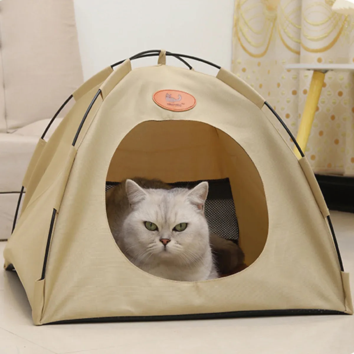 Folding Camping Pet Tent for Cats Puppy Bed Indoor Cat Nest Dog Cave Style House - Coffee V528-PET-HOUSE-COFFEE-L-596101