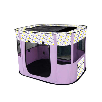 Foldable Cat Dog Kennel Pet Delivery Cage Portable Pet Fence Tent - Cyan-L V528-PET-HOUSE-CYAN-L-524878