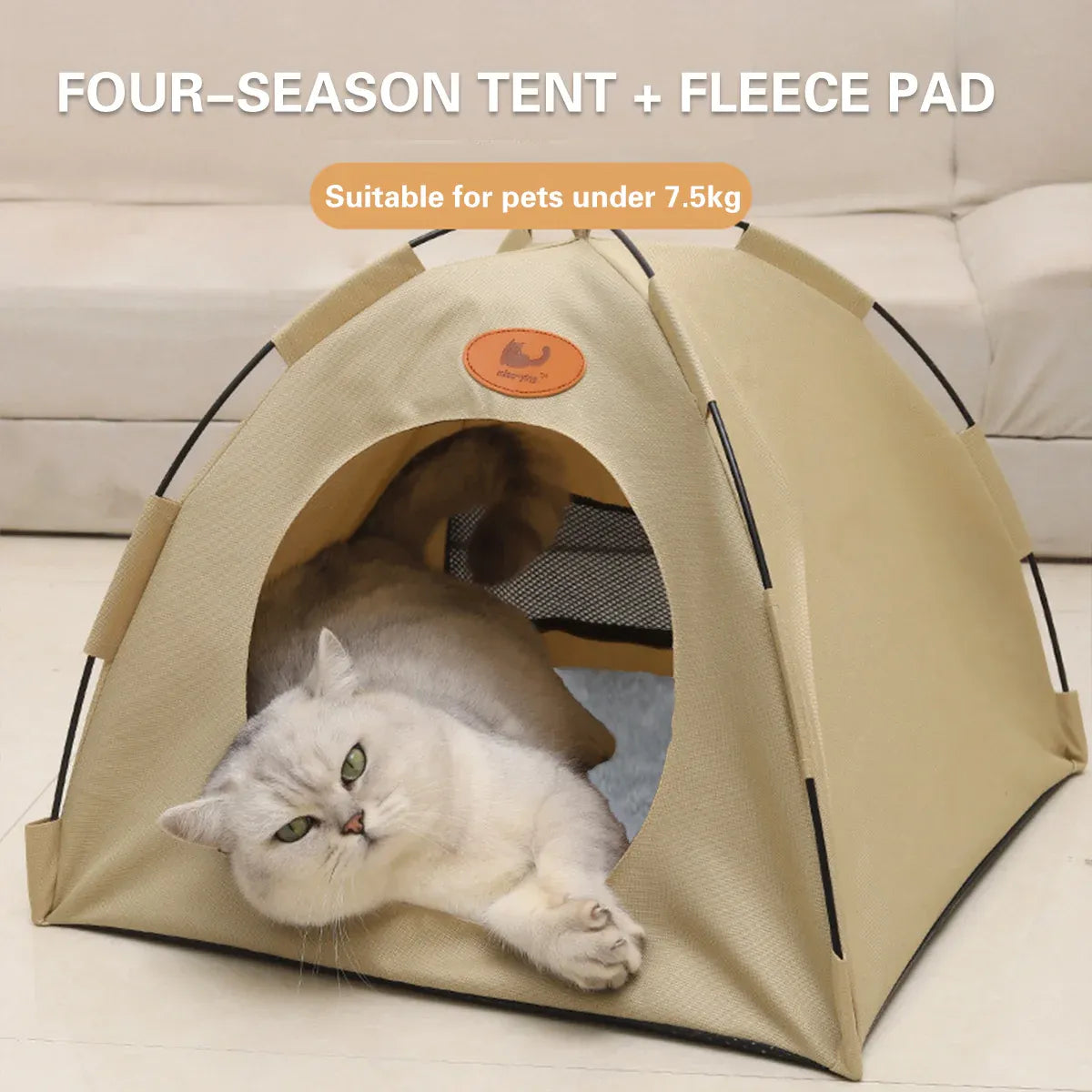 Folding Camping Pet Tent for Cats Puppy Bed Indoor Cat Nest Dog Cave Style House - Grey V528-PET-HOUSE-GREY-L-783239