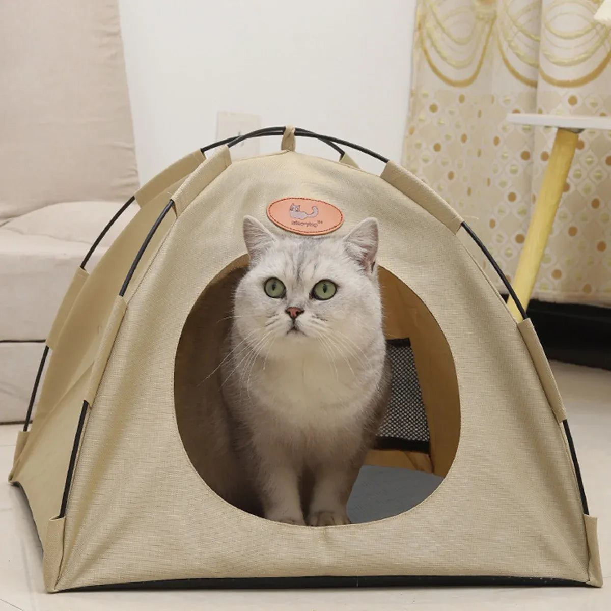 Folding Camping Pet Tent for Cats Puppy Bed Indoor Cat Nest Dog Cave Style House - Grey V528-PET-HOUSE-GREY-L-783239