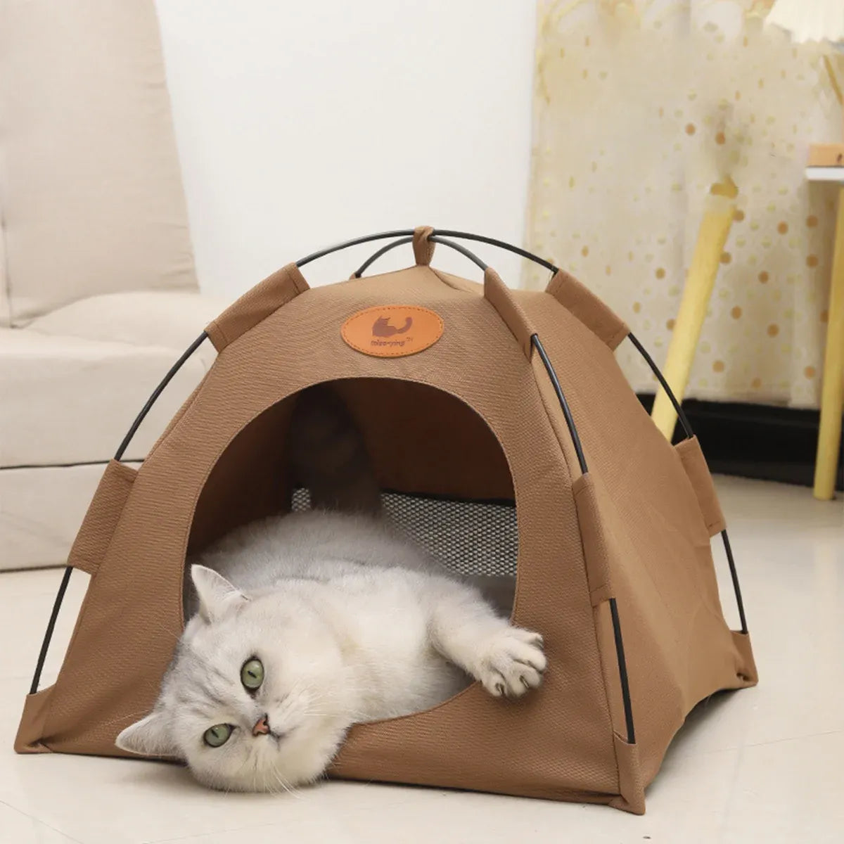 Folding Camping Pet Tent for Cats Puppy Bed Indoor Cat Nest Dog Cave Style House - Grey V528-PET-HOUSE-GREY-L-783239