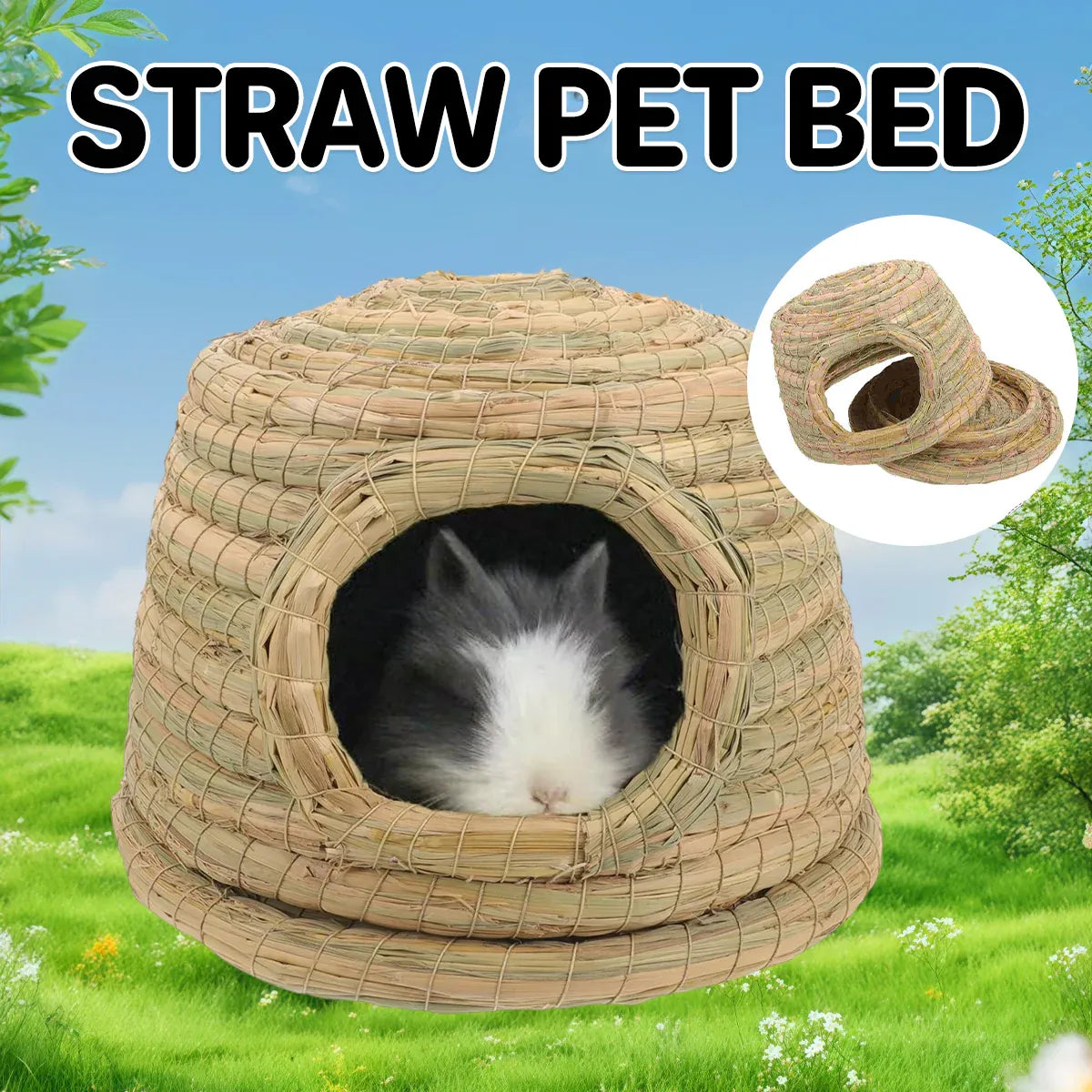 Rabbit Grass Nest Small Pet Breeding Hideout Natural Straw House For Hamster Use V528-PET-HOUSE-L-421039
