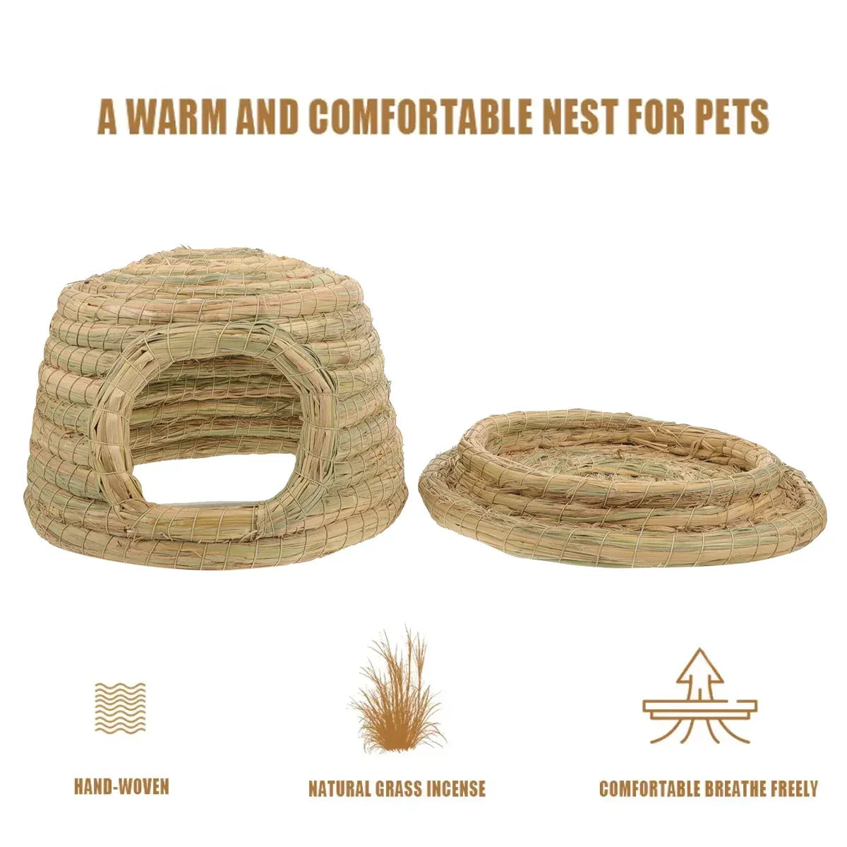 Rabbit Grass Nest Small Pet Breeding Hideout Natural Straw House For Hamster Use V528-PET-HOUSE-L-421039