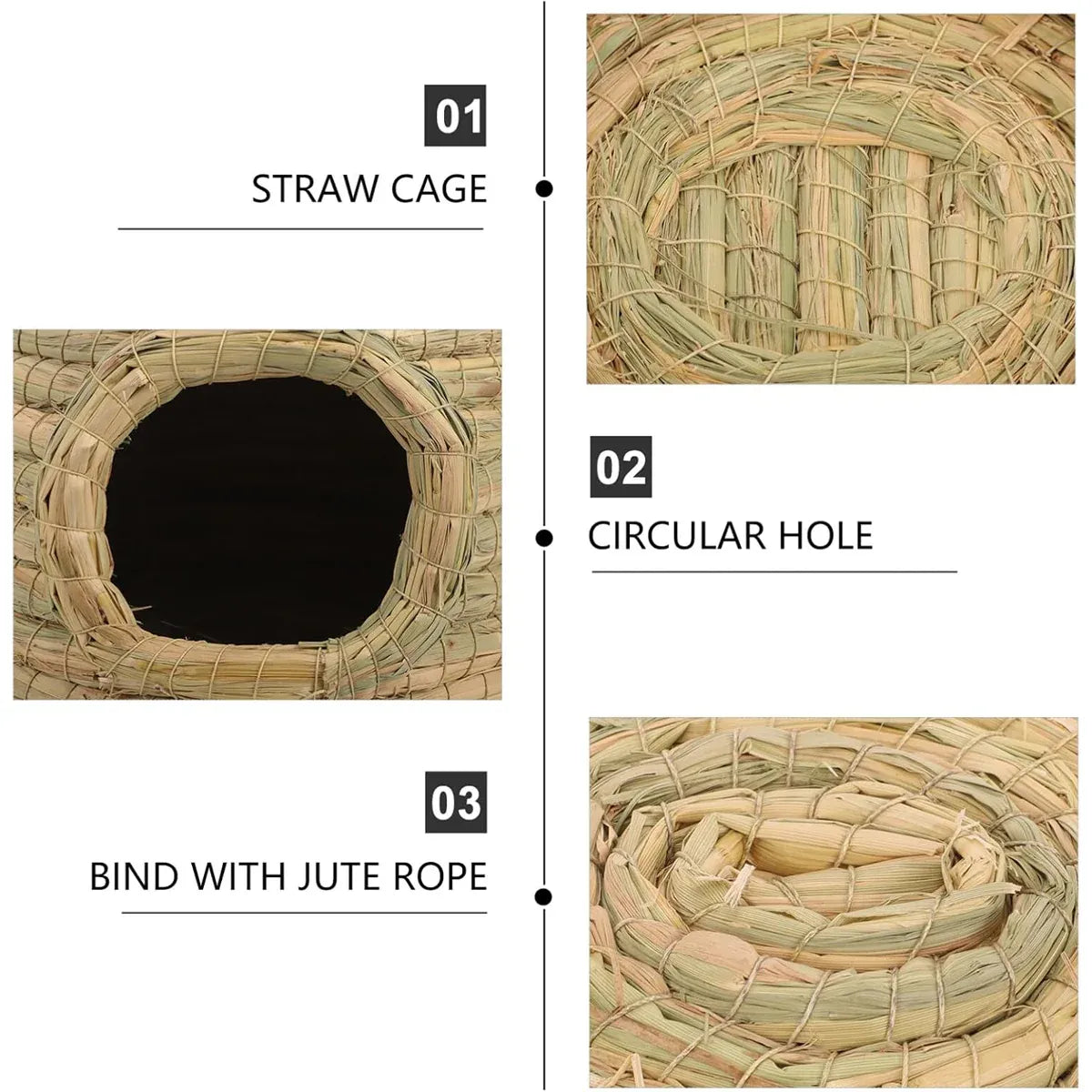 Rabbit Grass Nest Small Pet Breeding Hideout Natural Straw House For Hamster Use V528-PET-HOUSE-L-421039