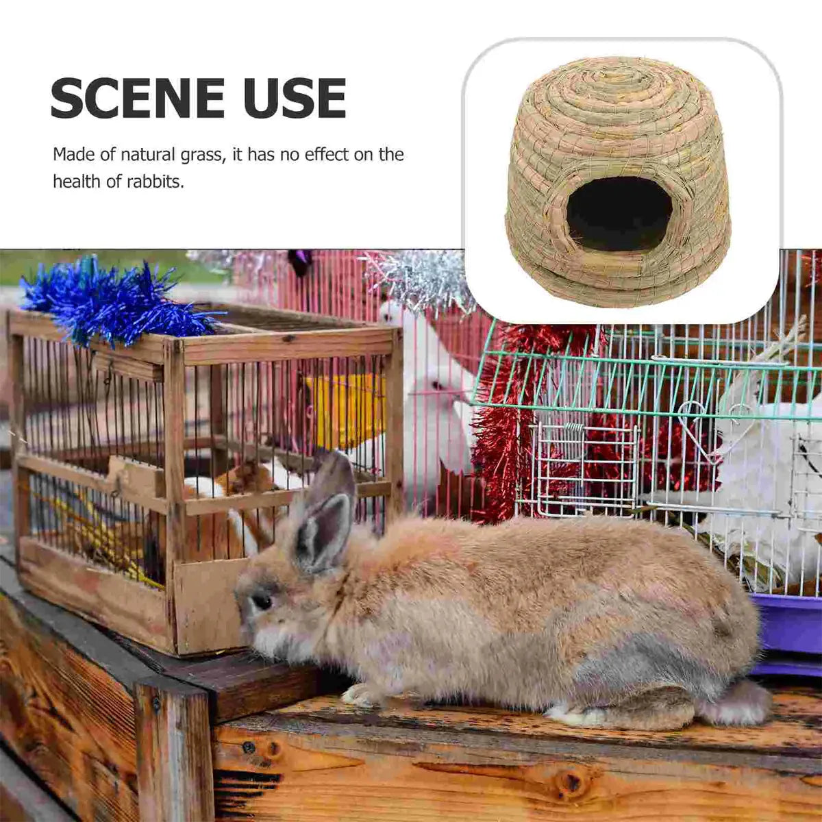 Rabbit Grass Nest Small Pet Breeding Hideout Natural Straw House For Hamster Use V528-PET-HOUSE-L-421039