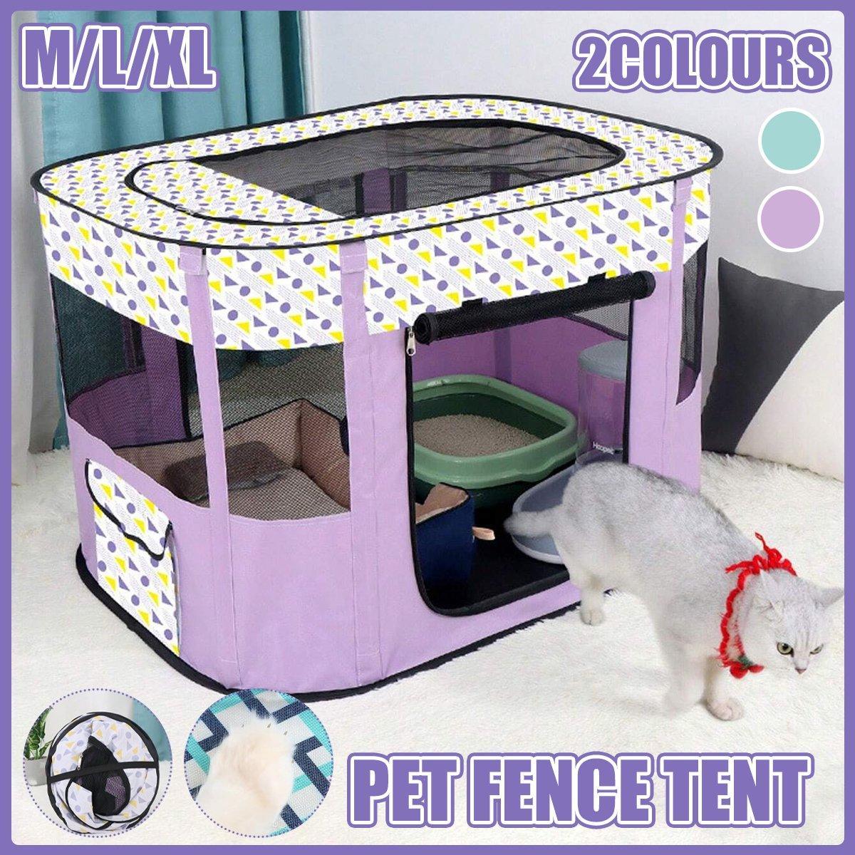 Foldable Cat Dog Kennel Pet Delivery Cage Portable Pet Fence Tent - Purple-L V528-PET-HOUSE-PURPLE-L-479886
