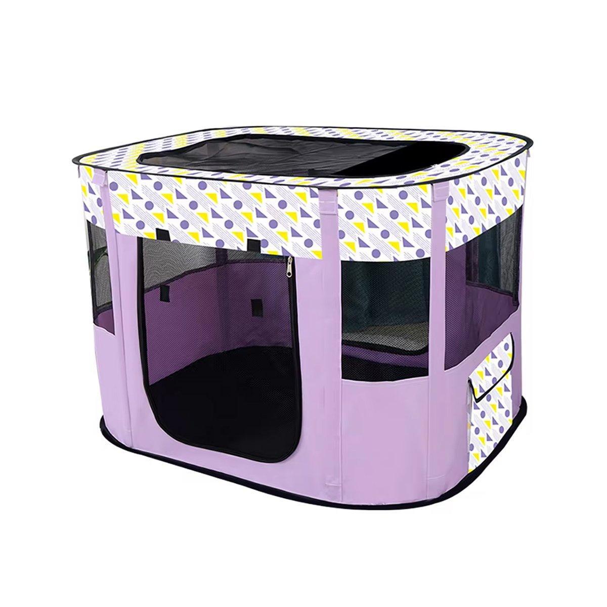Foldable Cat Dog Kennel Pet Delivery Cage Portable Pet Fence Tent - Purple-XL V528-PET-HOUSE-PURPLE-XL-308408