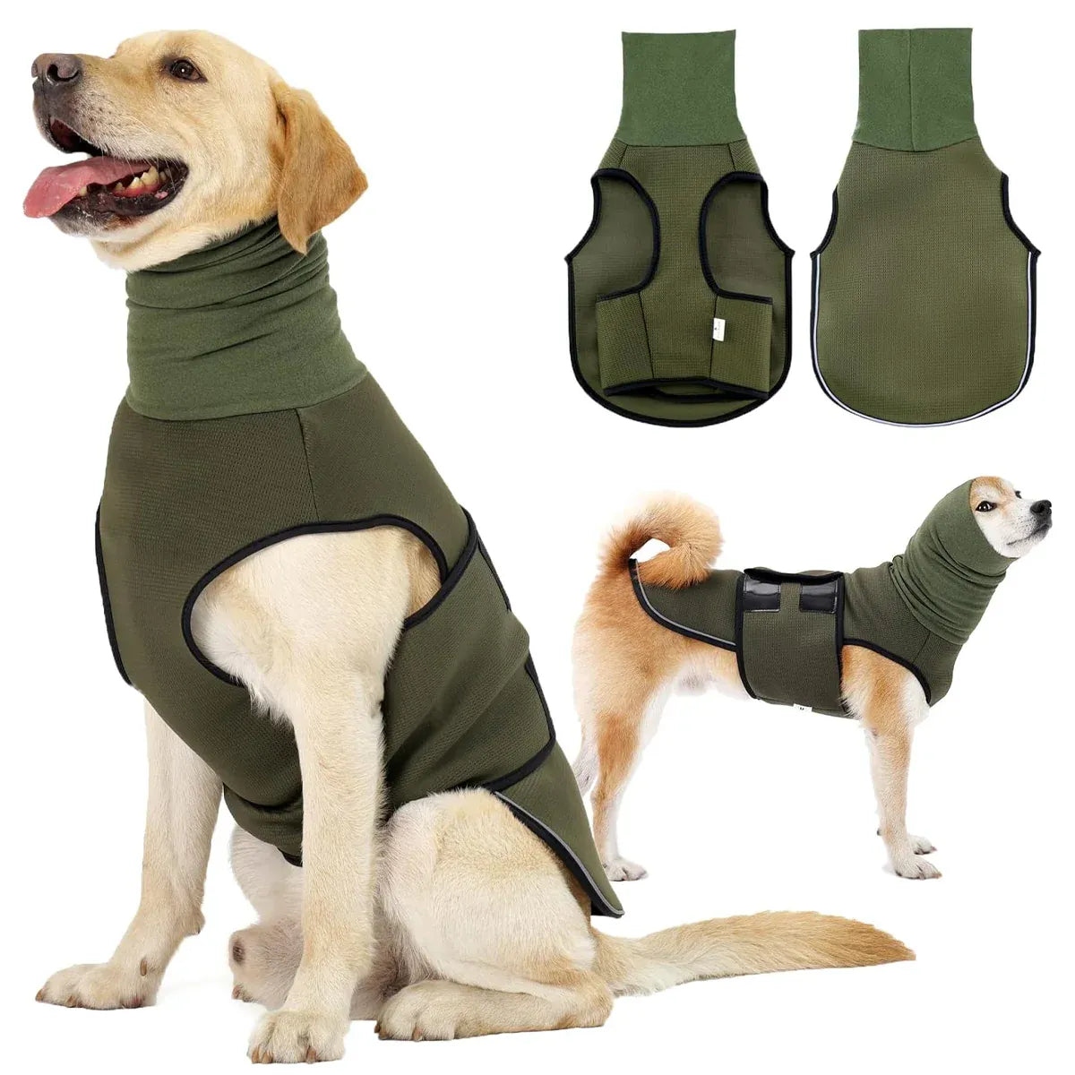 Calming Dog Vest for Stress Relief Travel Thunder Wrap Jacket for Medium Large Dogs - L V528-PET-JACKET-GREEN-L