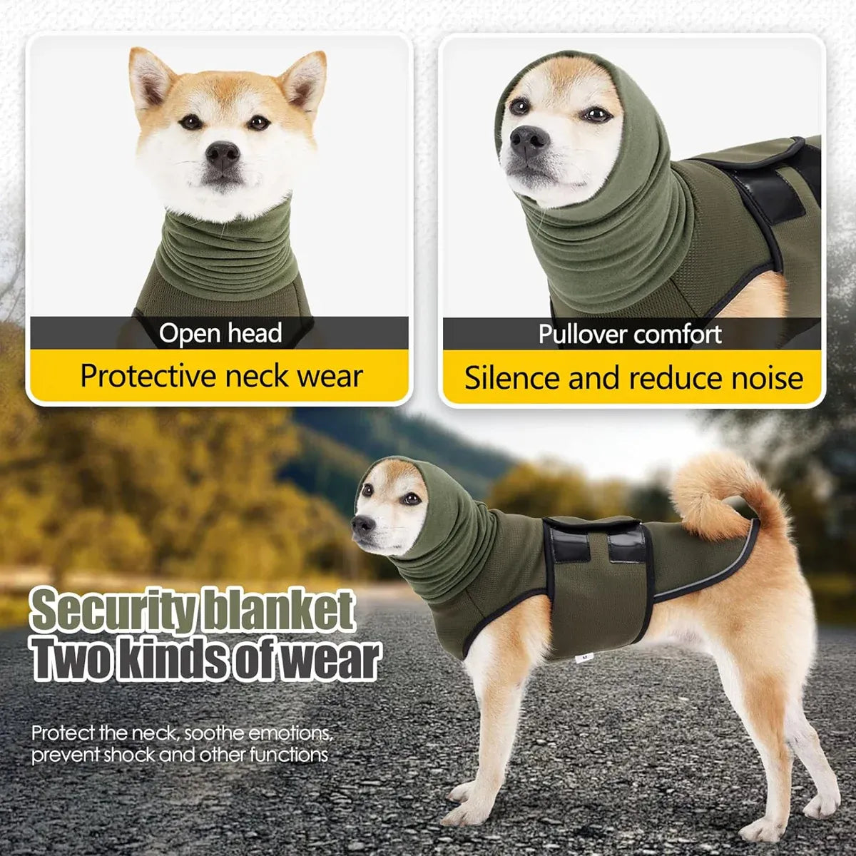 Calming Dog Vest for Stress Relief Travel Thunder Wrap Jacket for Medium Large Dogs - S V528-PET-JACKET-GREEN-S
