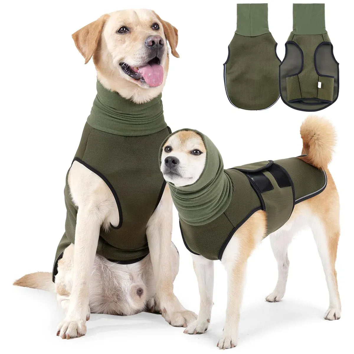 Calming Dog Vest for Stress Relief Travel Thunder Wrap Jacket for Medium Large Dogs - S V528-PET-JACKET-GREEN-S