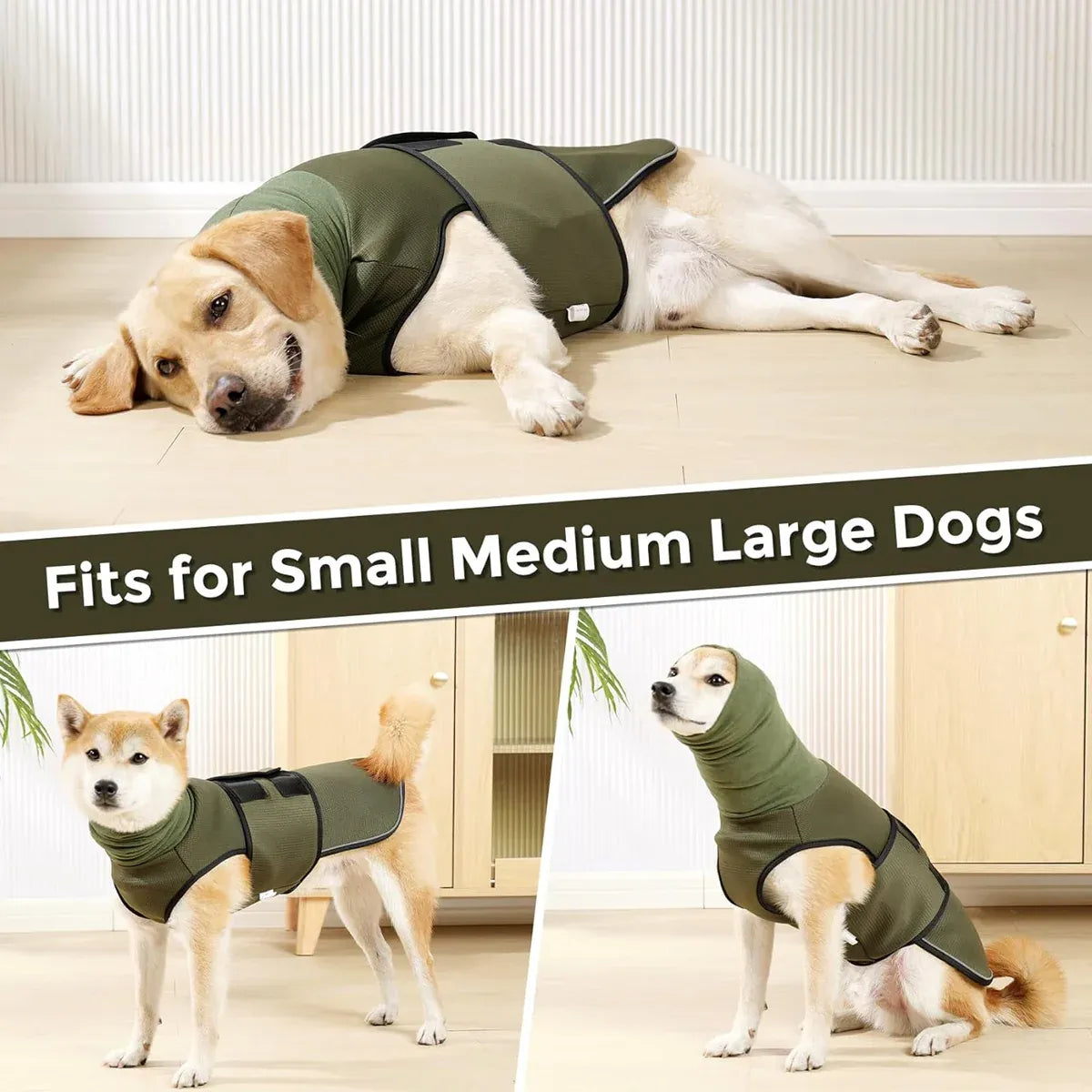 Calming Dog Vest for Stress Relief Travel Thunder Wrap Jacket for Medium Large Dogs - S V528-PET-JACKET-GREEN-S