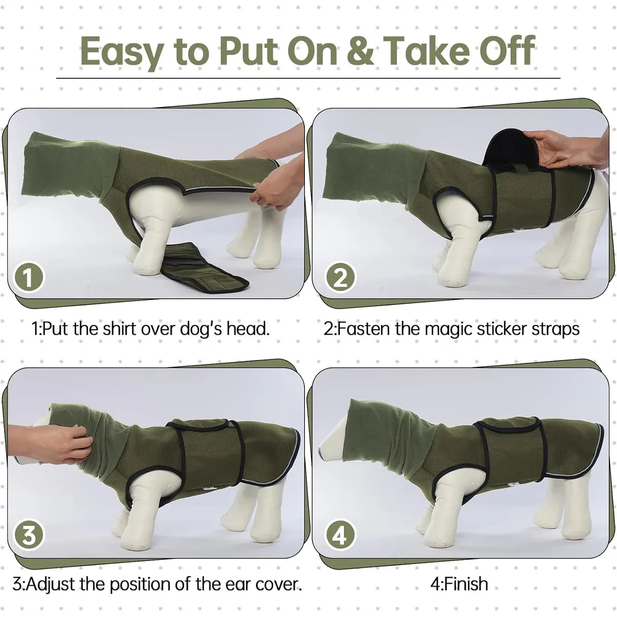 Calming Dog Vest for Stress Relief Travel Thunder Wrap Jacket for Medium Large Dogs - XS V528-PET-JACKET-GREEN-XS