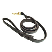 Dog Leash Cowhide Lead Heavy Duty Leather M Size Brown For Walking Training - Black V528-PET-LEASH-BLACK-980562