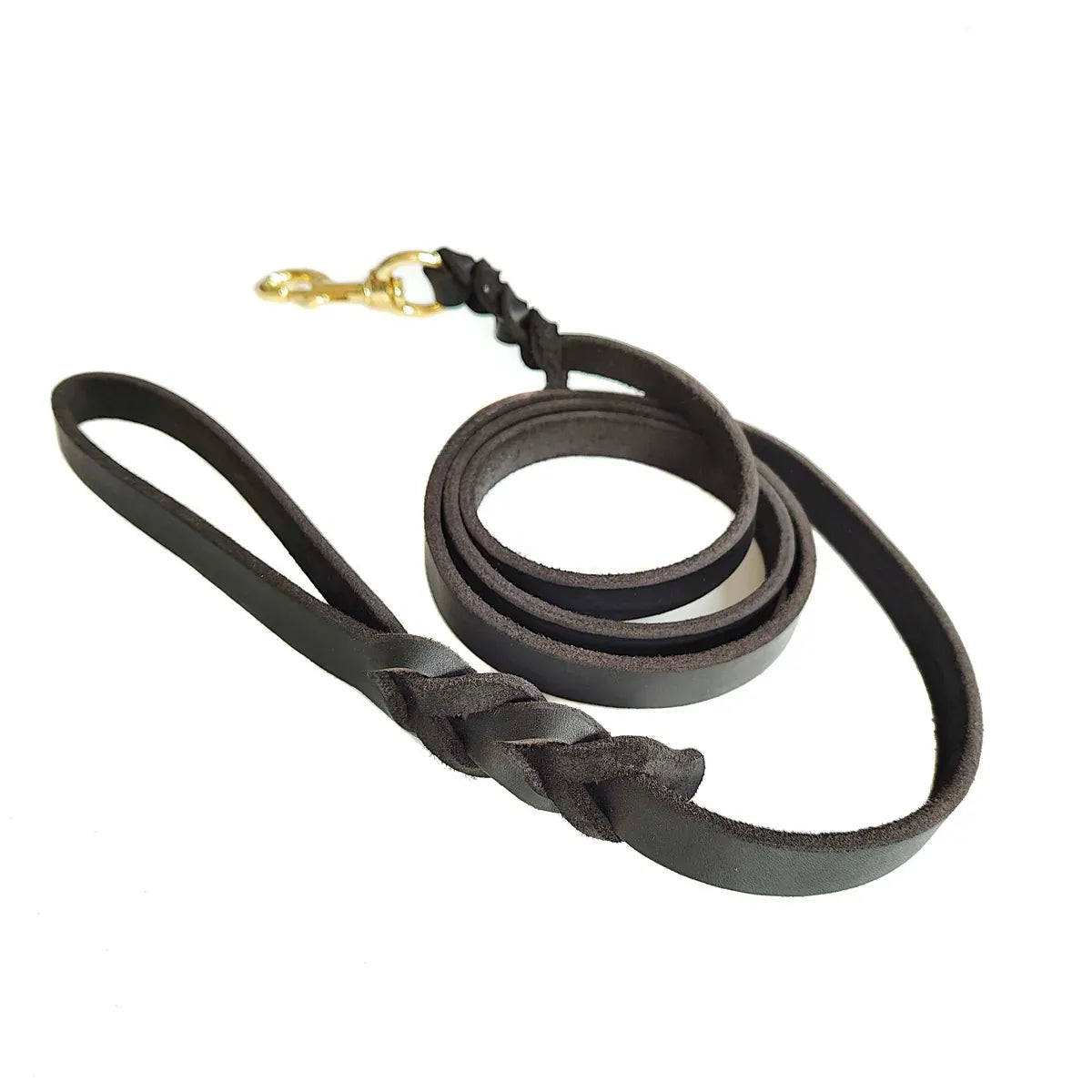Dog Leash Cowhide Lead Heavy Duty Leather M Size Brown For Walking Training - Black V528-PET-LEASH-BLACK-980562